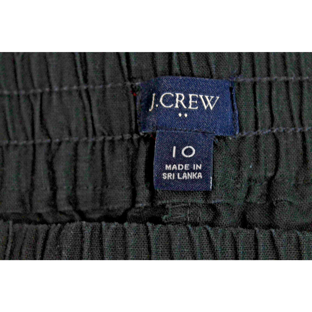 J Crew Linen Blend Pants Womens size 10 Black Drawstring Pockets Cropped Pull-on - Picture 6 of 12